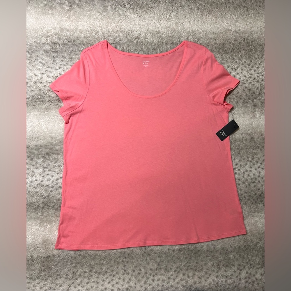 CROWN & IVY Summer Knit Swing Tee T  Shirt Top Coral NWT  XL Extra Large